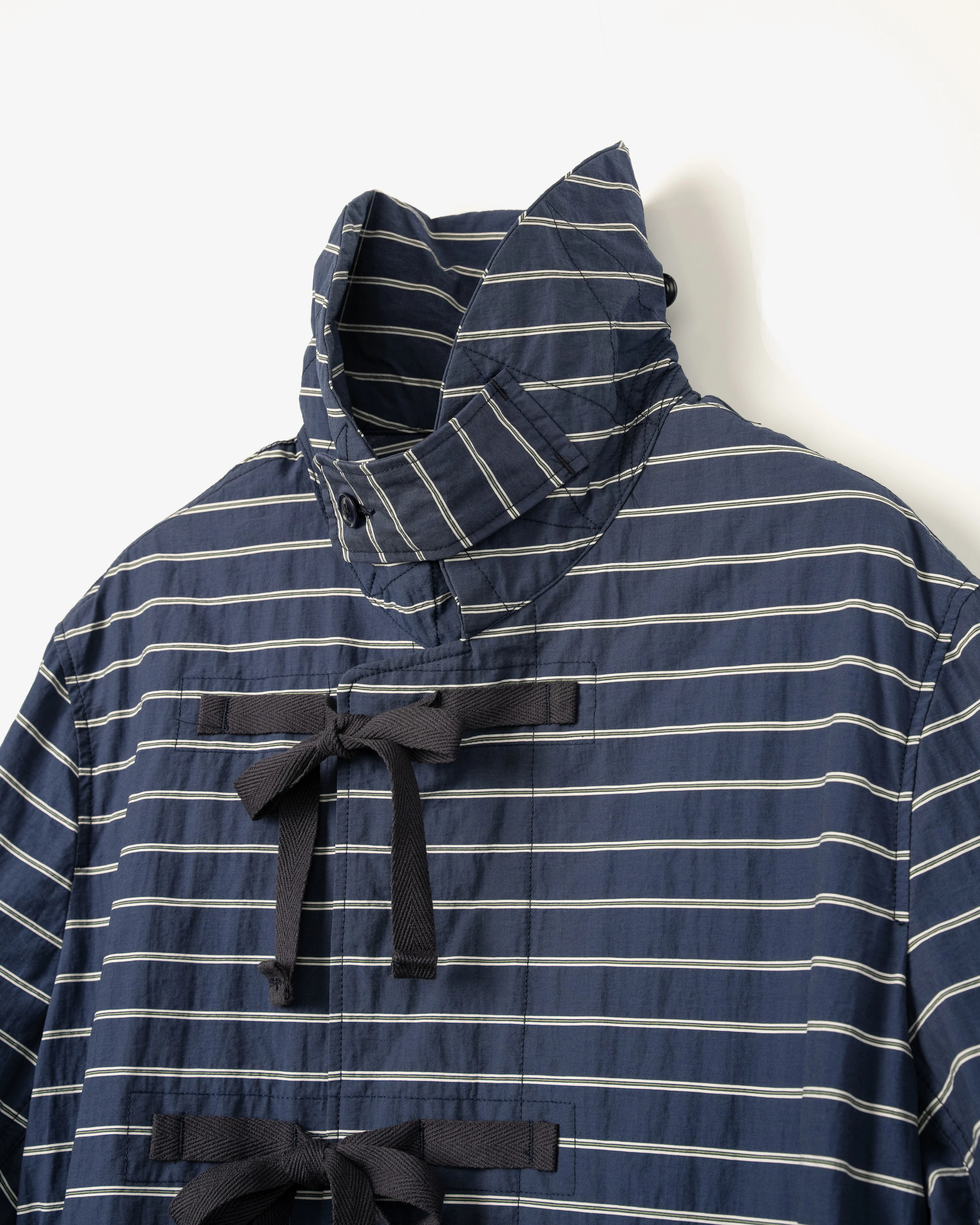 Women's Duffle Dress - Navy Narrow Stripe Viscose - Image 3