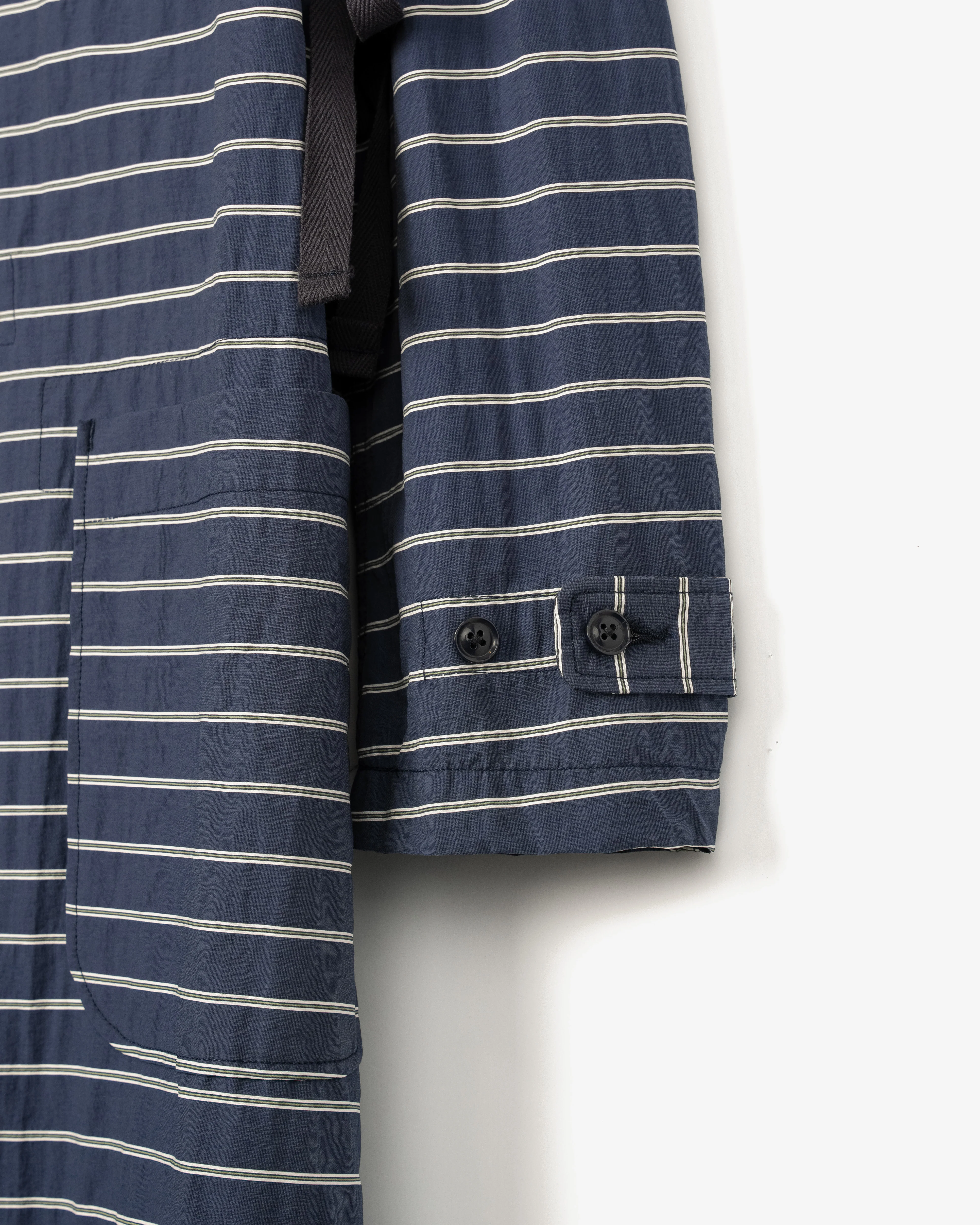 Women's Duffle Dress - Navy Narrow Stripe Viscose - Image 4