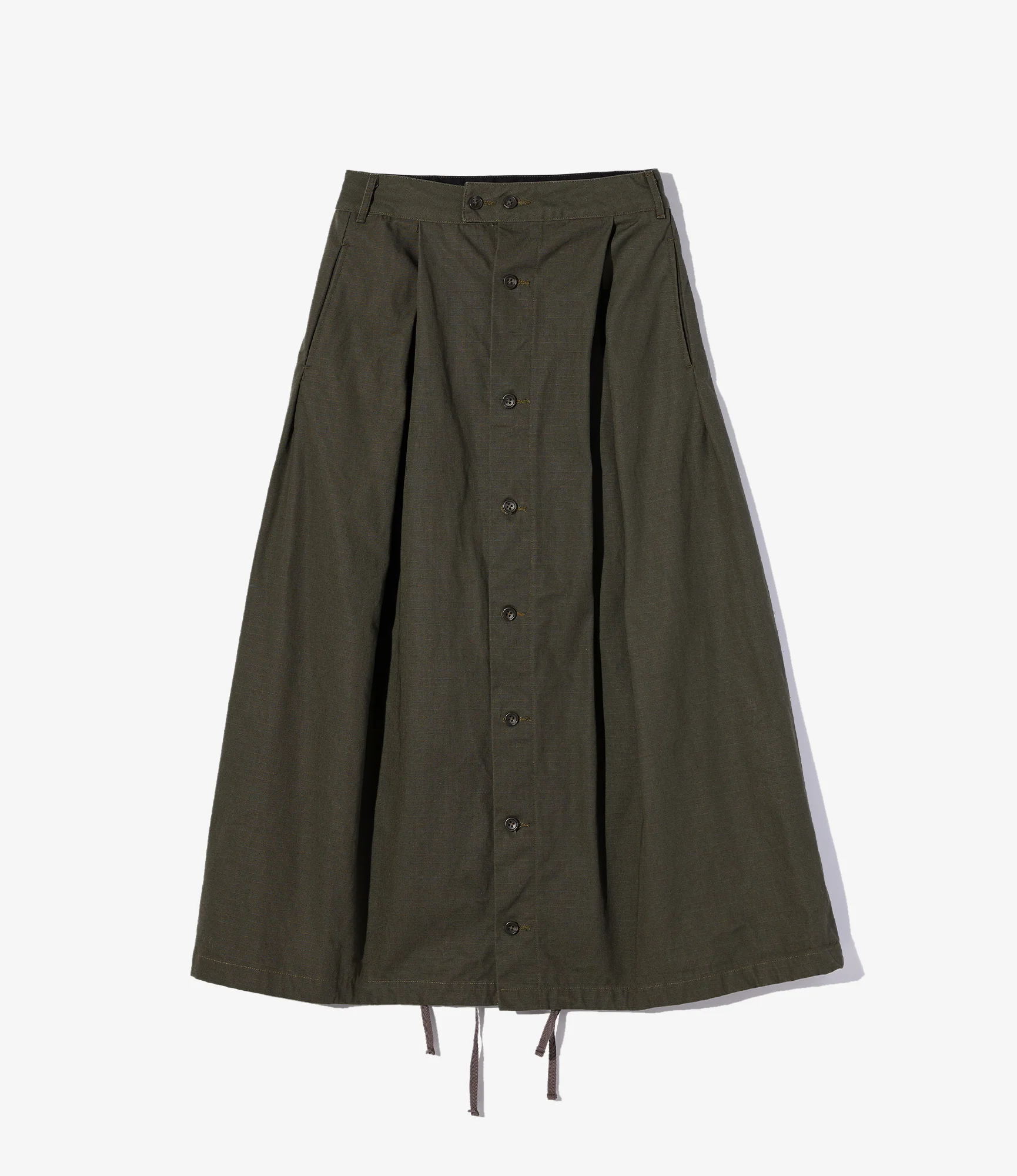 Women's Tuck Skirt - Olive Heavyweight Cotton Ripstop