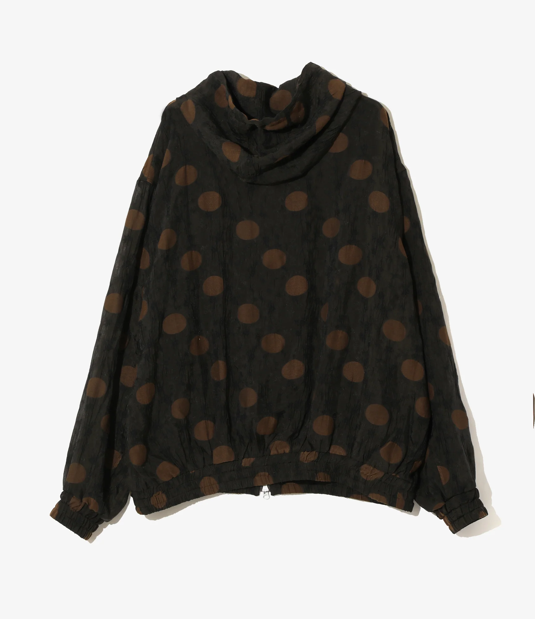 Zipped Work Hoody - Brown - Shrunken Jacquard / Polka Dots - Image 4